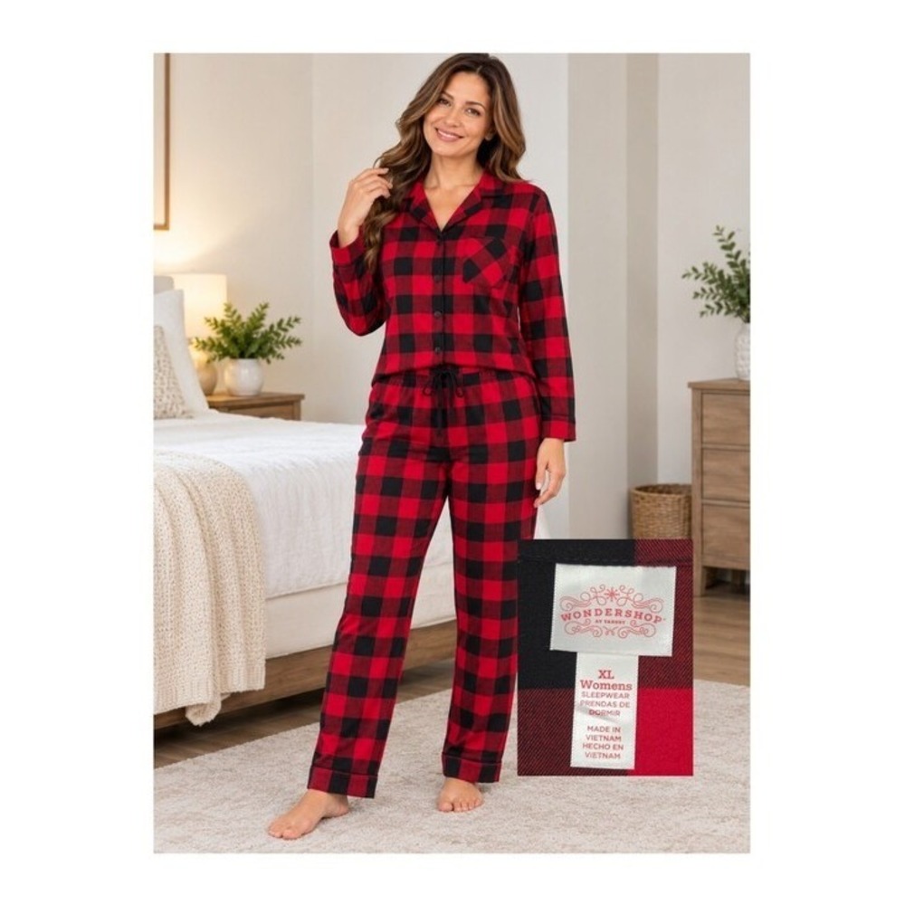 Wondershop Women's XL Red Buffalo Check Pajama Set Holiday Matching Family PJs